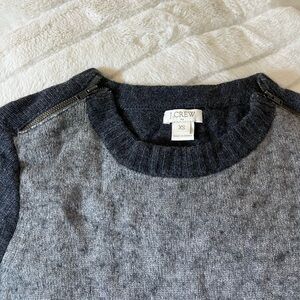 J. Crew XS Grey Zip Accent Wool Blend Fall Winter Office Work School Sweater NYC
